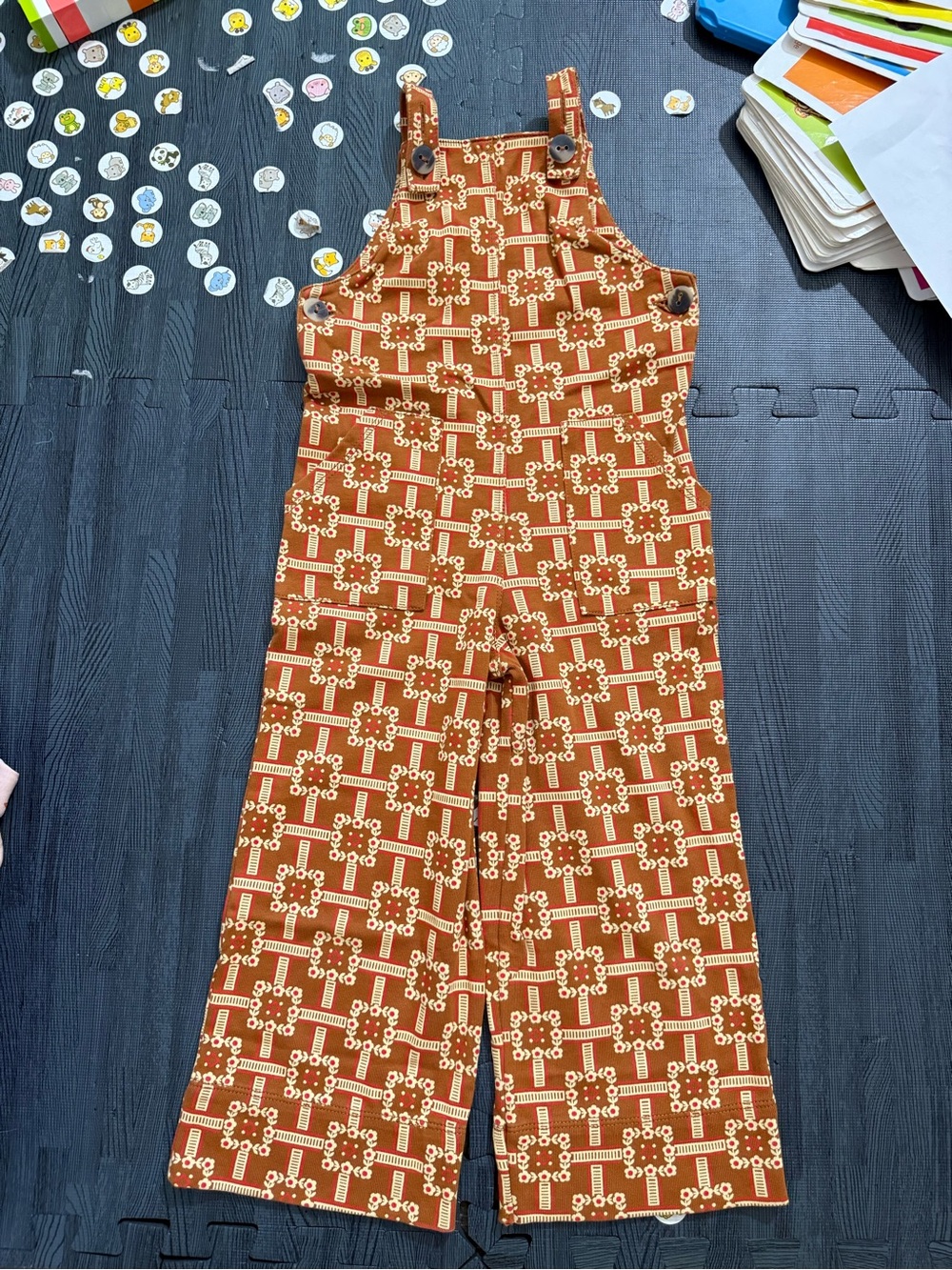Misha & Puff kids brown overall jumper